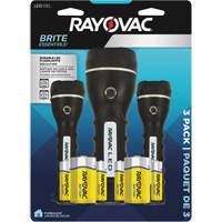 Ensemble de lampes de poche robustes caoutchout&eacute;es Brite Essentials, DEL, 40/26 lumens, Piles D/AA Cantin et fils