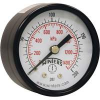 Economy Pressure Gauge, 2" , 0 - 200 psi, Back Mount, Analogue Cantin et fils