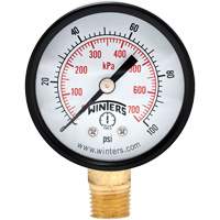 Economy Pressure Gauge, 2" , 0 - 100 psi, Bottom Mount, Analogue Cantin et fils