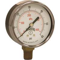 Economy Pressure Gauge, 2-1/2" , 0 - 60 psi, Bottom Mount, Analogue Cantin et fils