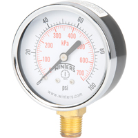 Pressure Gauge, 2-1/2" , 0 - 100 psi, Bottom Mount, Analogue Cantin et fils